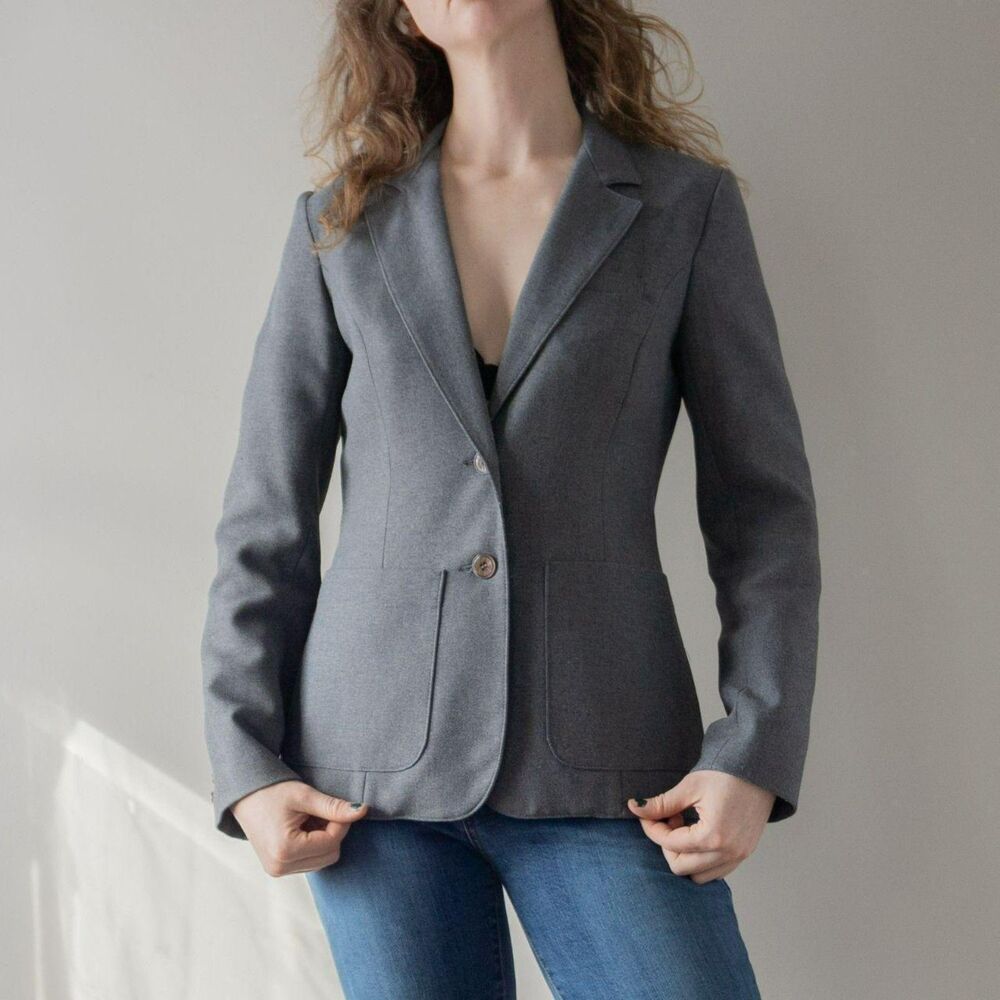 Vintage Levis Gray Womens Classic Office Work Blazer Suit Jacket